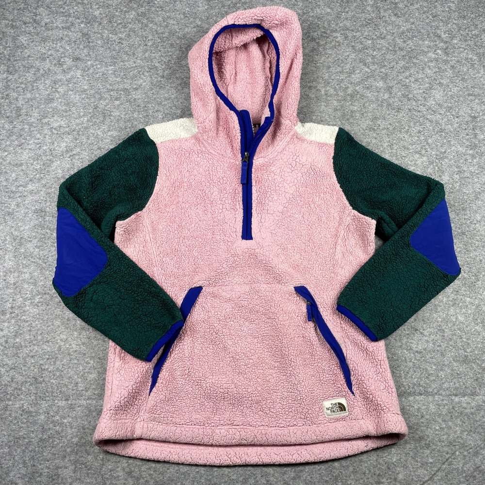 The North Face Fleece Hoodie Womens M Pink Colorblock Campshire Pullover